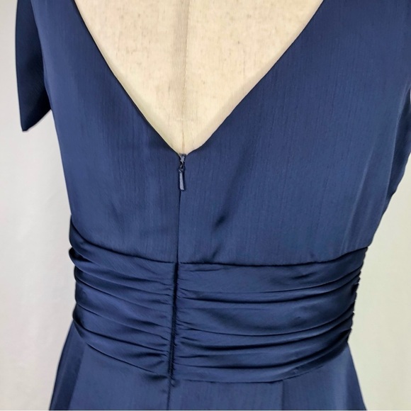 Vineyard Collection navy blue party dress chiffon bow gathered bust sleeveless 8 - Picture 5 of 10